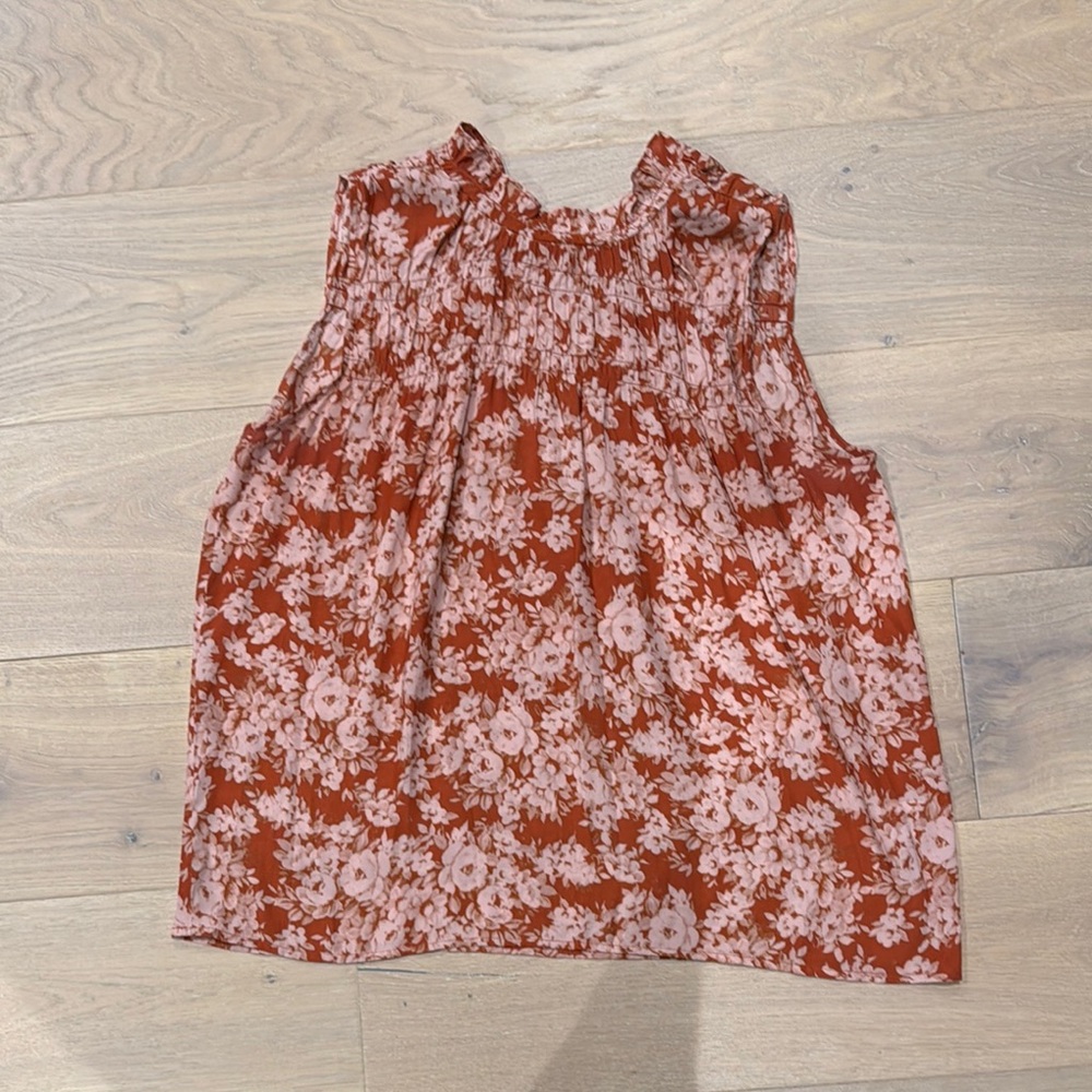 Floral Rust Sleeveless Top